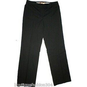 NWT $100 Ellen Tracy Straight Leg Pants Work 6 Black Stripes 30 X 32 Womens New